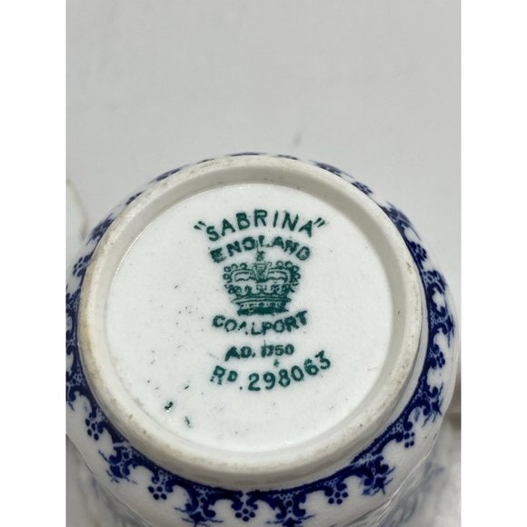 Sabrina Coalport England R298063 Blue Floral Design Bat Wing Handle Teacup Vtg - Picture 6 of 10
